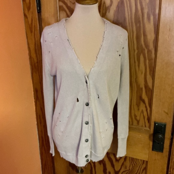 Gilded Intent Buckle distressed holey grandpa cardigan - Picture 5 of 9